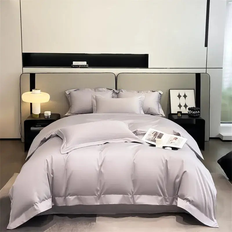 Luxurious taupe satin piece duvet cover set bedroom bedding