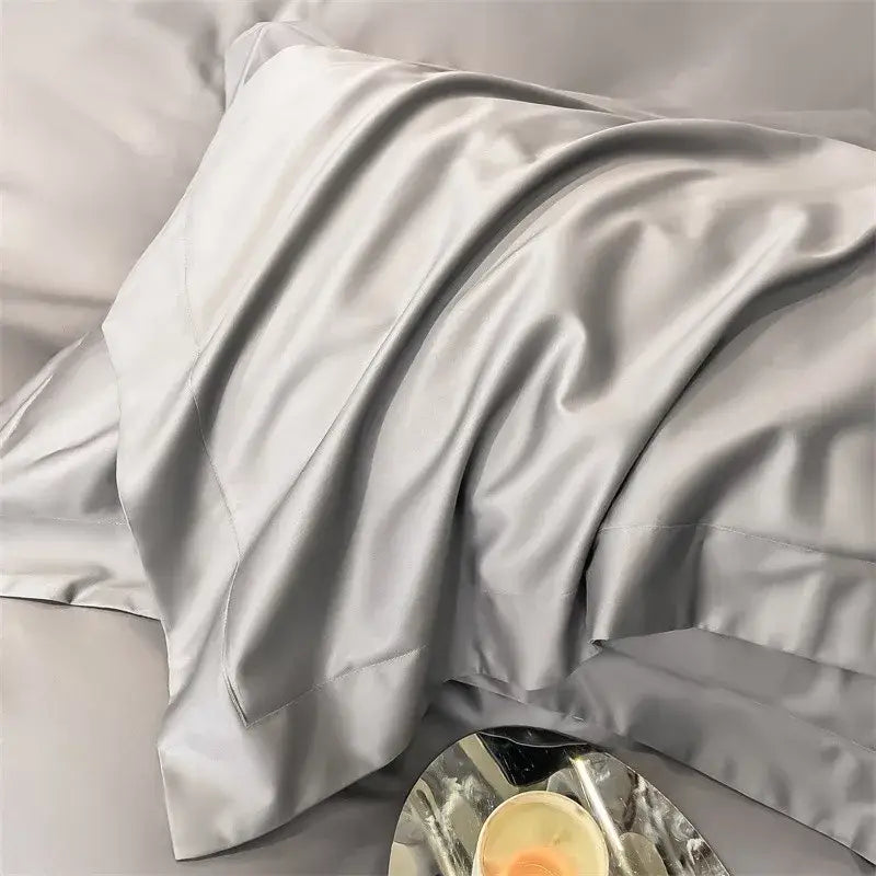 Luxurious white satin egyptian cotton duvet cover bedroom bedding