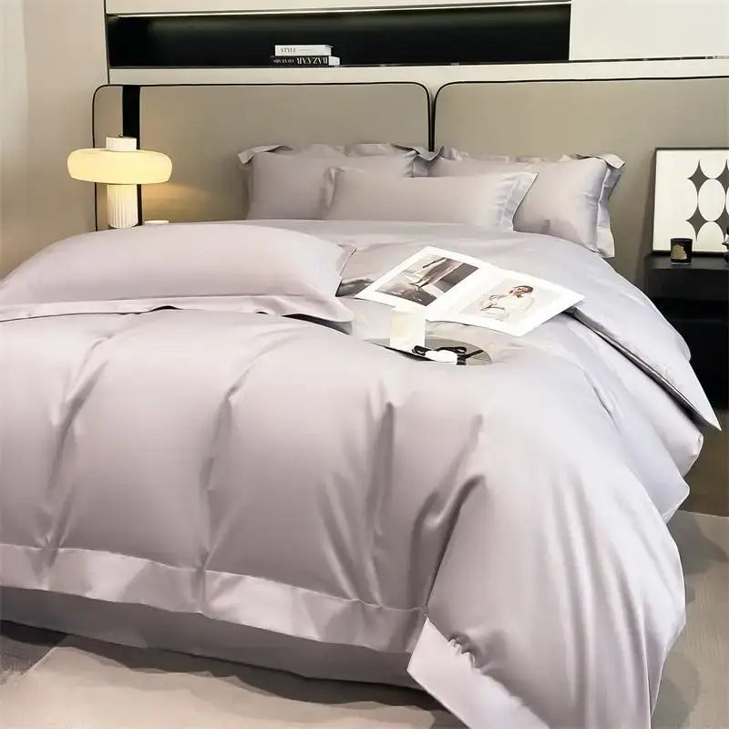 Luxurious mustard yellow satin duvet cover set bedroom bedding
