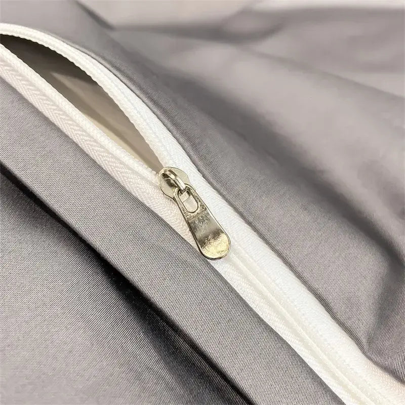 Luxurious white satin egyptian cotton duvet cover bedroom bedding