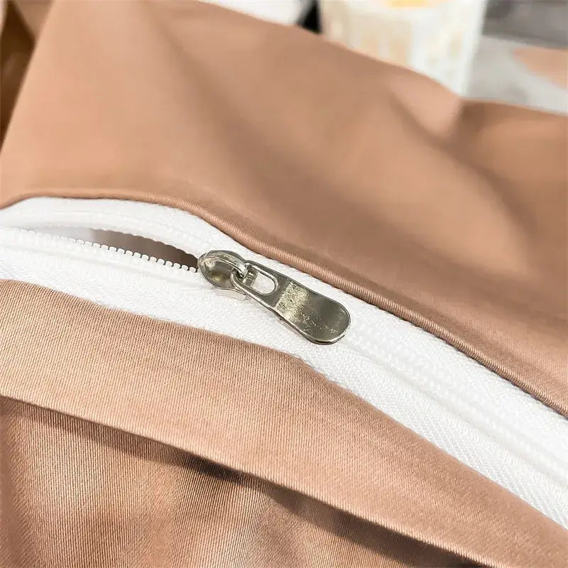 Luxurious silver gray satin duvet cover set bedroom bedding