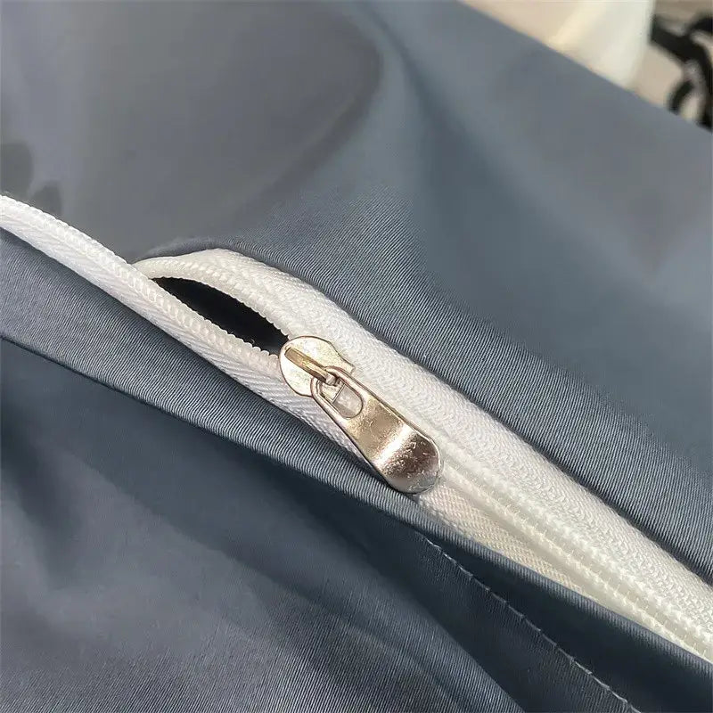 Luxurious light blue satin piece duvet cover set bedroom bedding