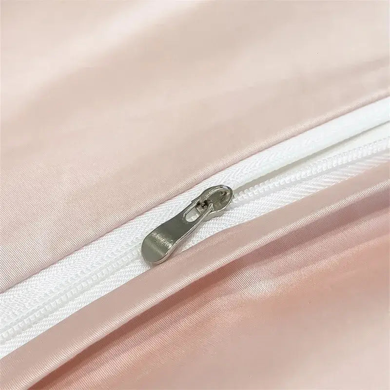 Luxurious silver gray satin duvet cover set bedroom bedding