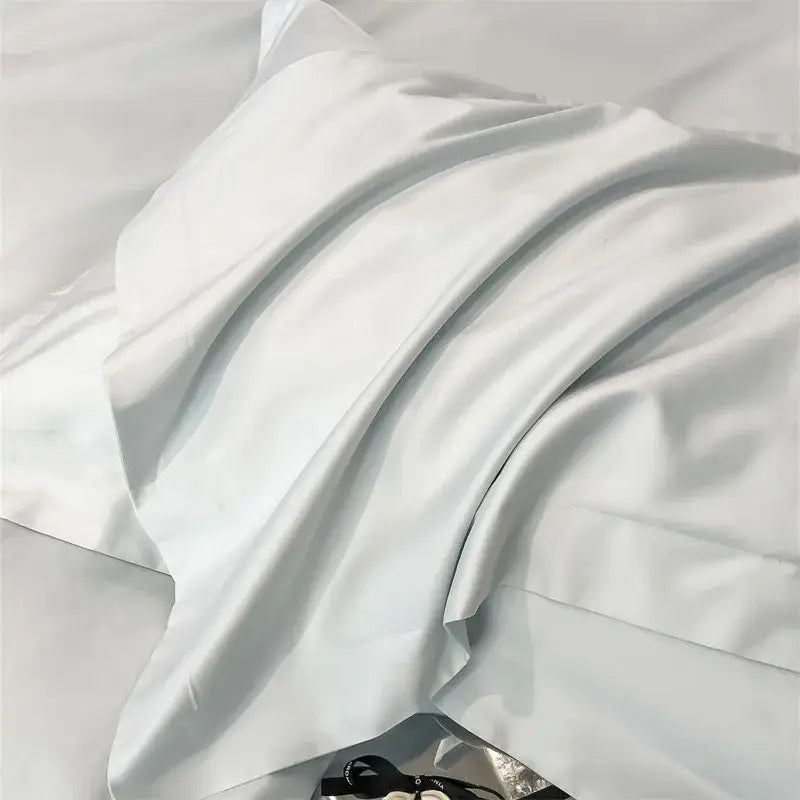 Luxurious mustard yellow satin duvet cover set bedroom bedding