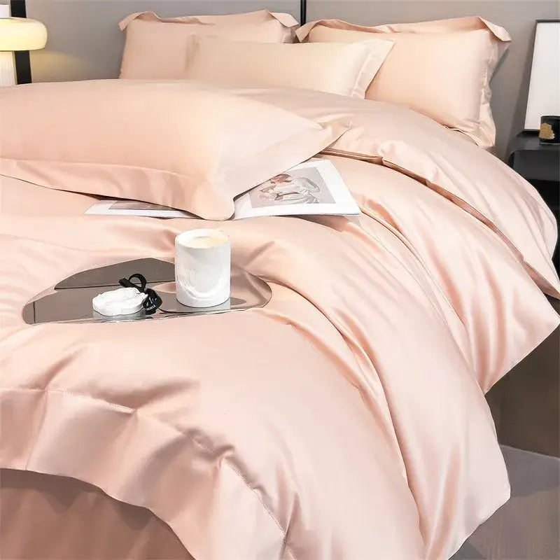 Luxurious white satin egyptian cotton duvet cover bedroom bedding set