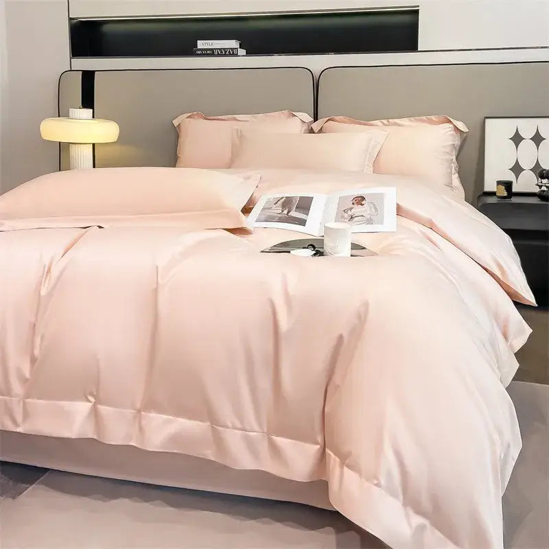 Luxurious light green satin duvet cover set bedroom bedding