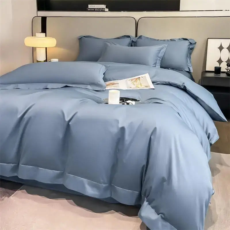 Luxurious white satin egyptian cotton duvet cover bedroom bedding set
