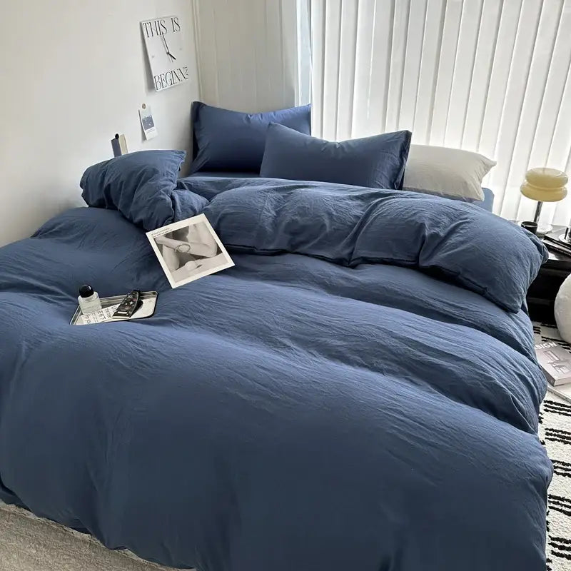 Luxurious gray cotton bedding set for bedroom soft duvet cover