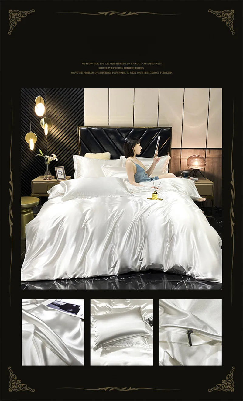 Luxurious gold mulberry silk bedding set bedroom duvet cover