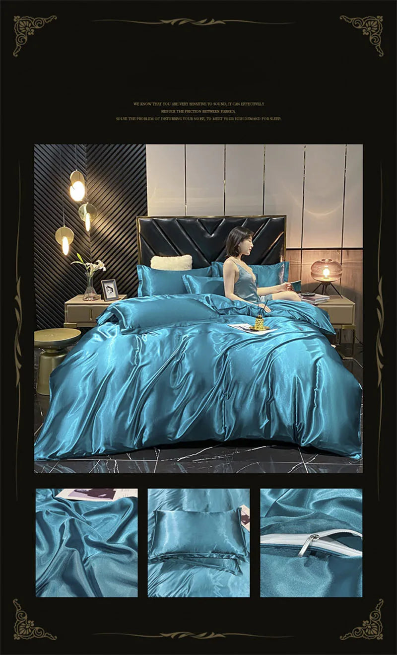 Luxurious gold mulberry silk bedding set bedroom duvet cover