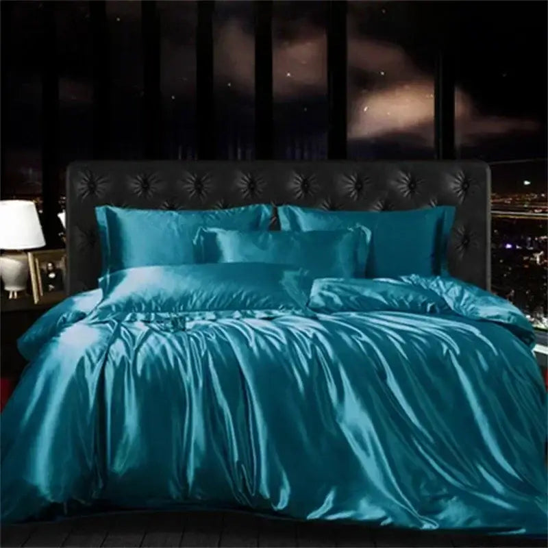 Luxurious purple mulberry silk bedding set for bedroom comfort