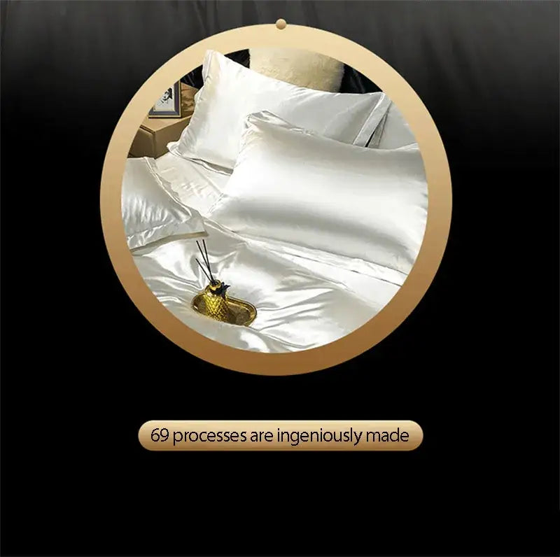 Luxurious teal satin bedding set with duvet cover for bedroom