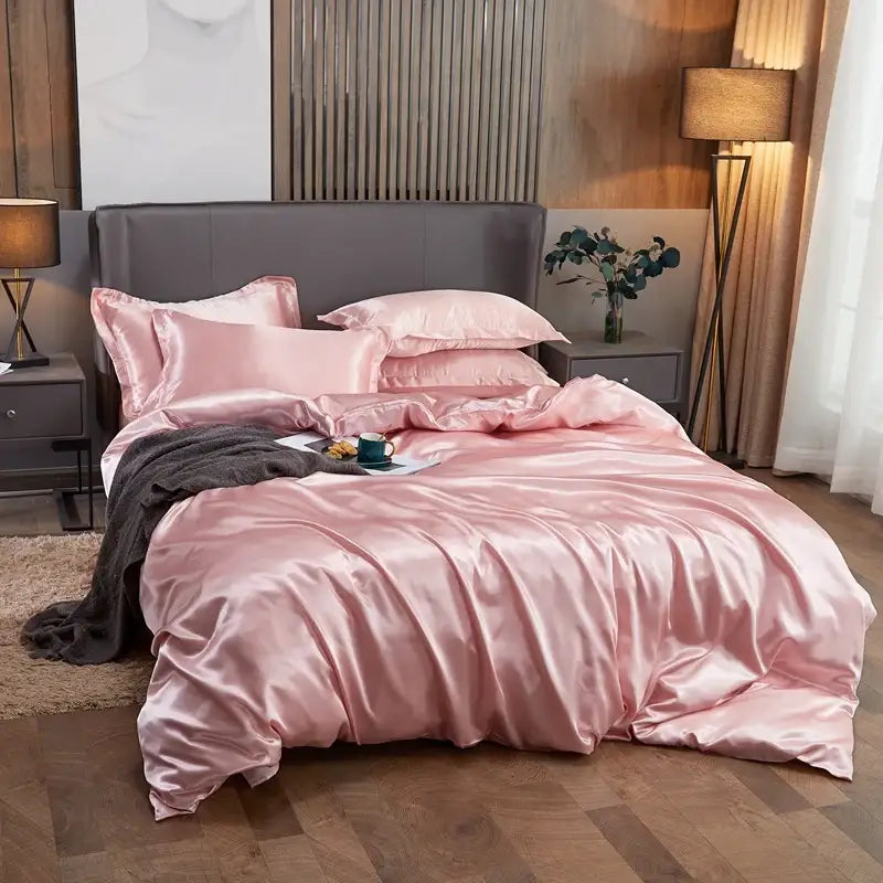 Luxurious purple glossy solid color bedding set bedroom duvet cover