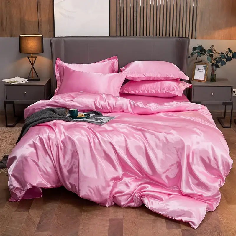 Luxurious purple glossy solid color bedding set bedroom duvet cover
