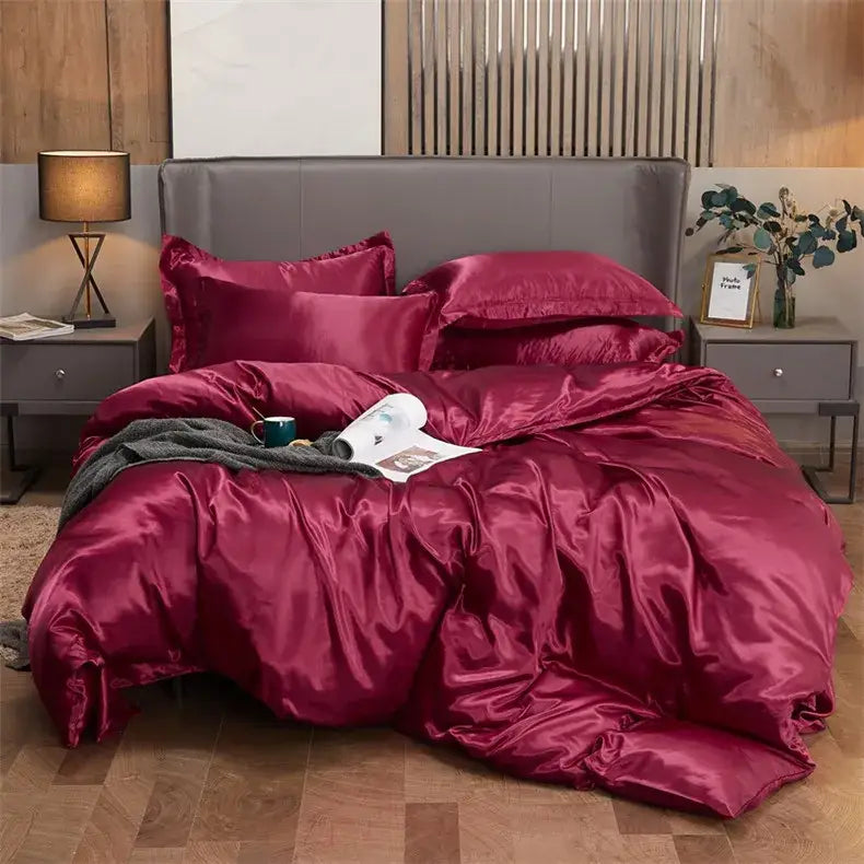 Luxurious purple glossy solid color bedding set bedroom duvet cover