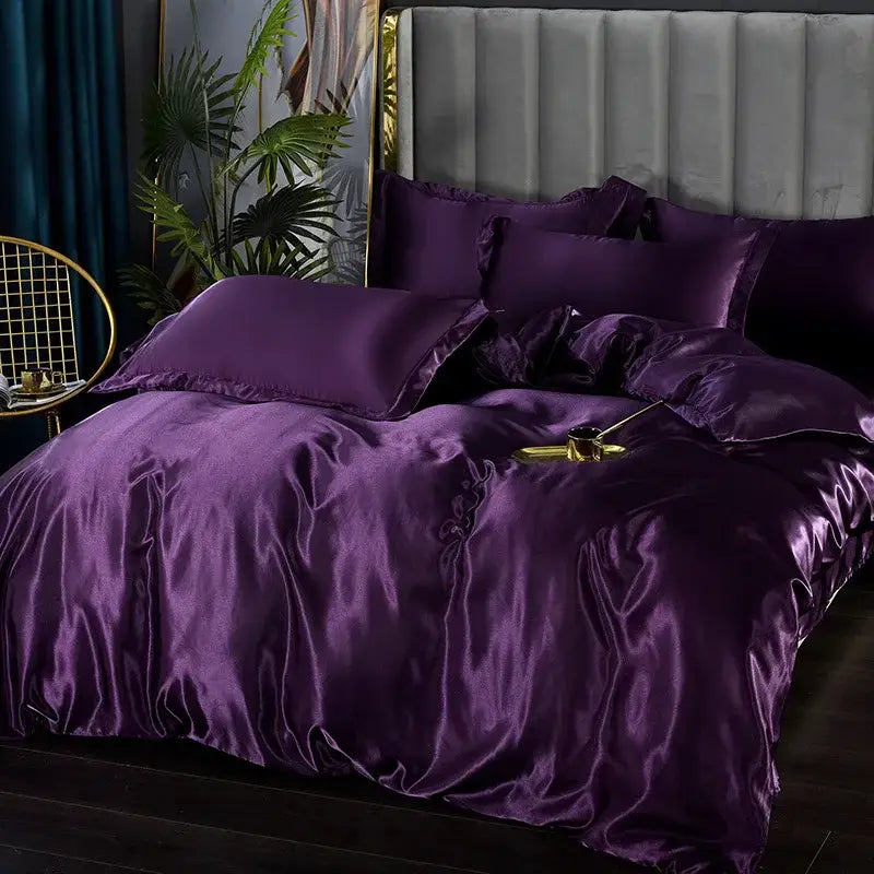 Luxurious golden satin bedding set for bedroom duvet cover
