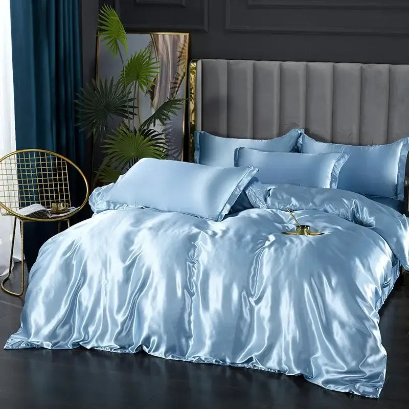 Luxurious golden satin bedding set for bedroom duvet cover