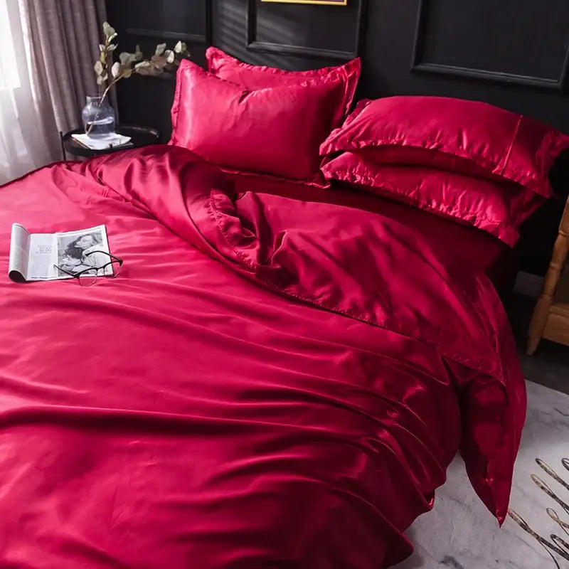 Luxurious blush pink silk bedding set bedroom duvet cover
