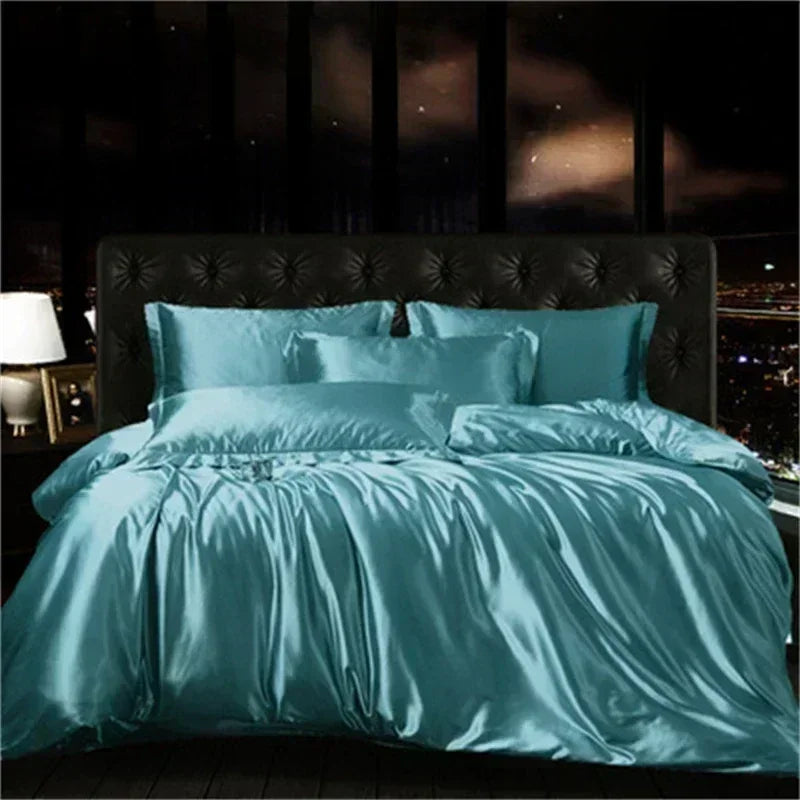 Luxurious purple satin bedding set bedroom duvet cover