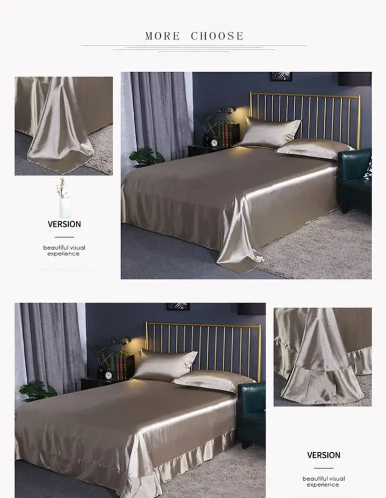 Luxurious copper satin duvet cover set bedroom silk bedding