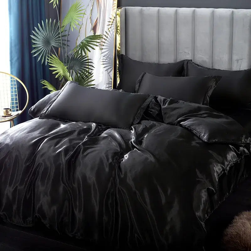 Luxurious teal satin bedding set – bedroom duvet cover