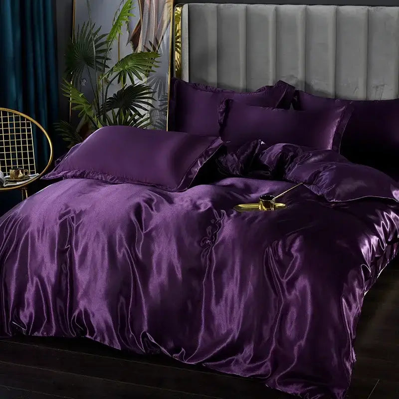 Luxurious rose gold satin duvet cover set bedroom 3 pcs duvet cover