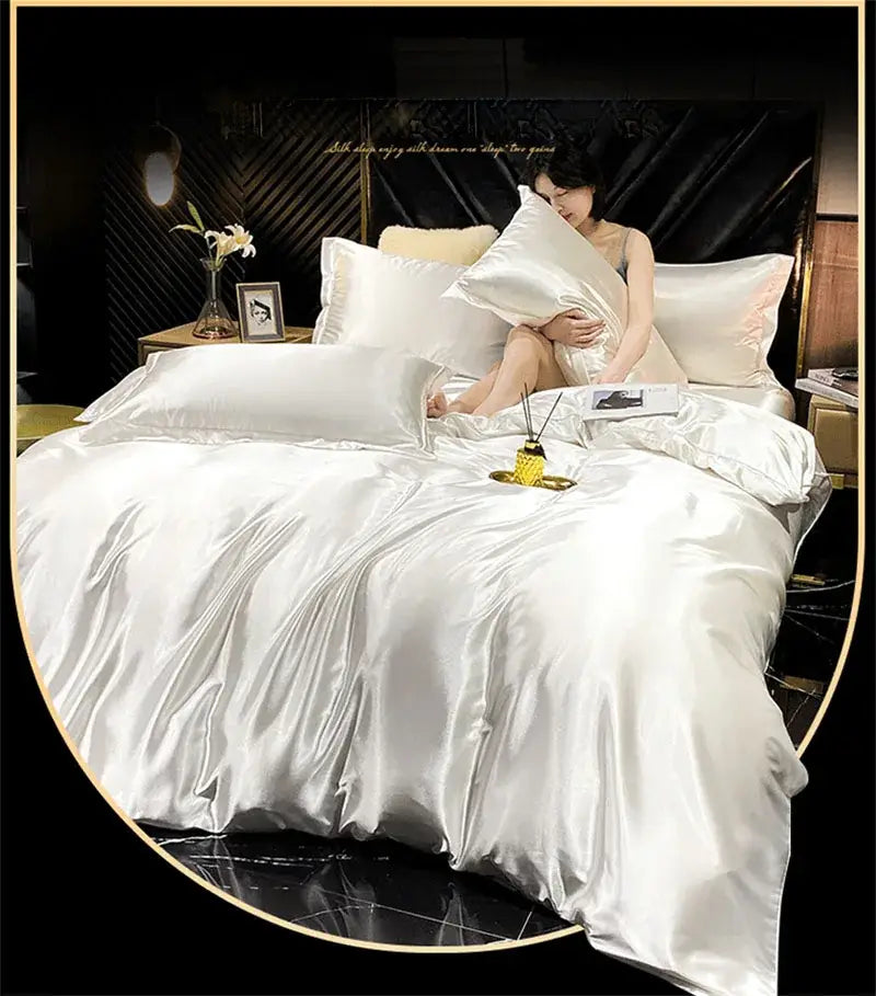 Luxurious dark green mulberry silk bedding set bedroom duvet cover