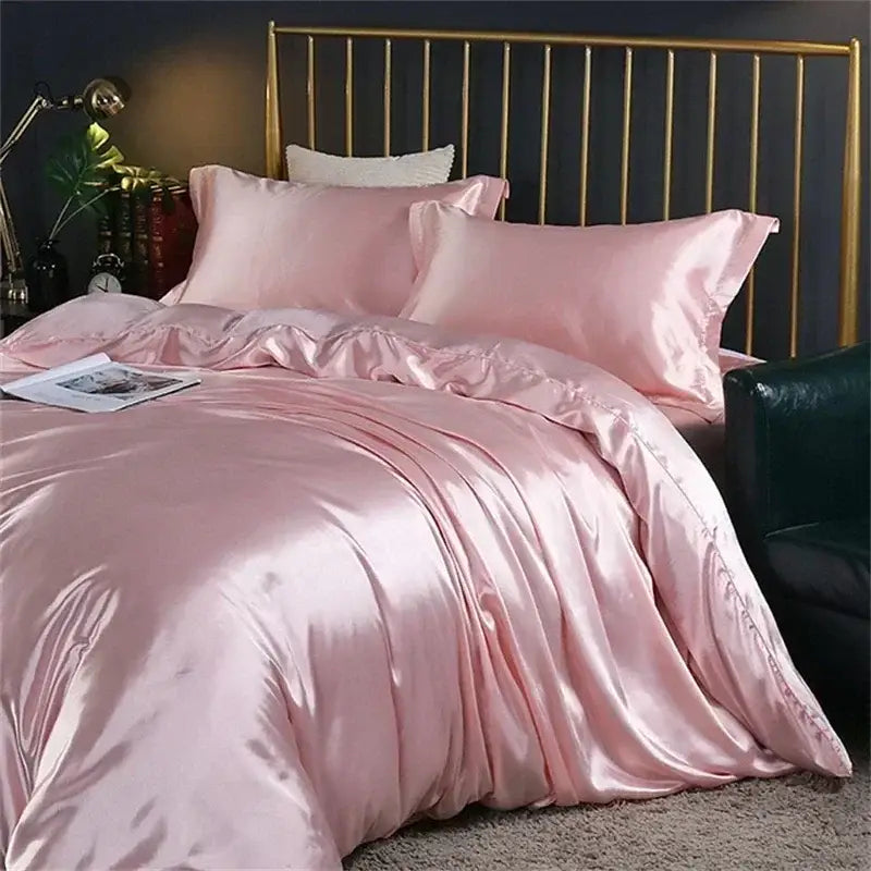 Luxurious gold silk bedding set for bedroom duvet cover