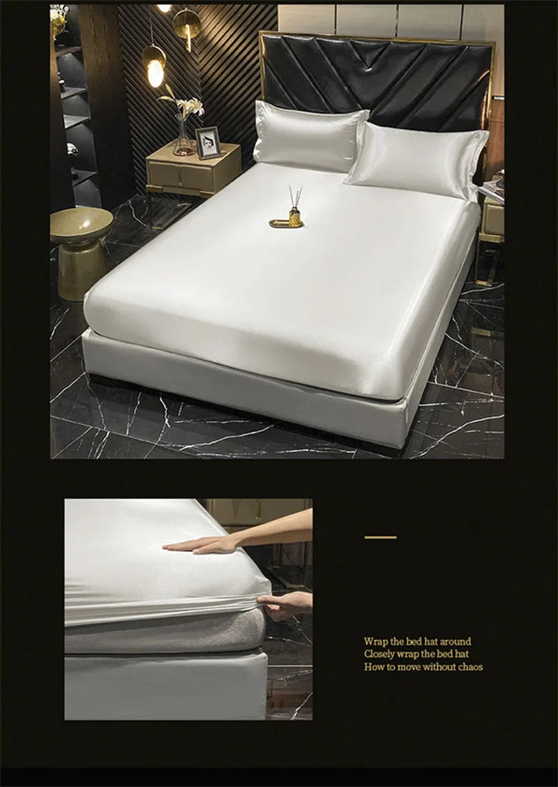 Luxurious copper & gold silk bedding set bedroom duvet cover
