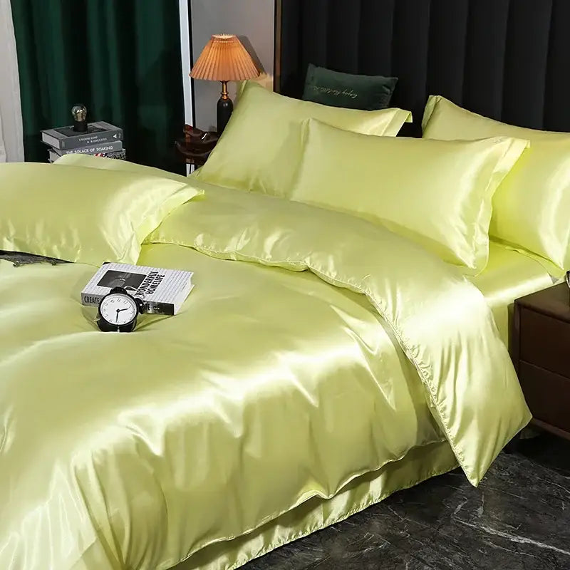 Luxurious fuchsia silk duvet cover bedroom bedding set