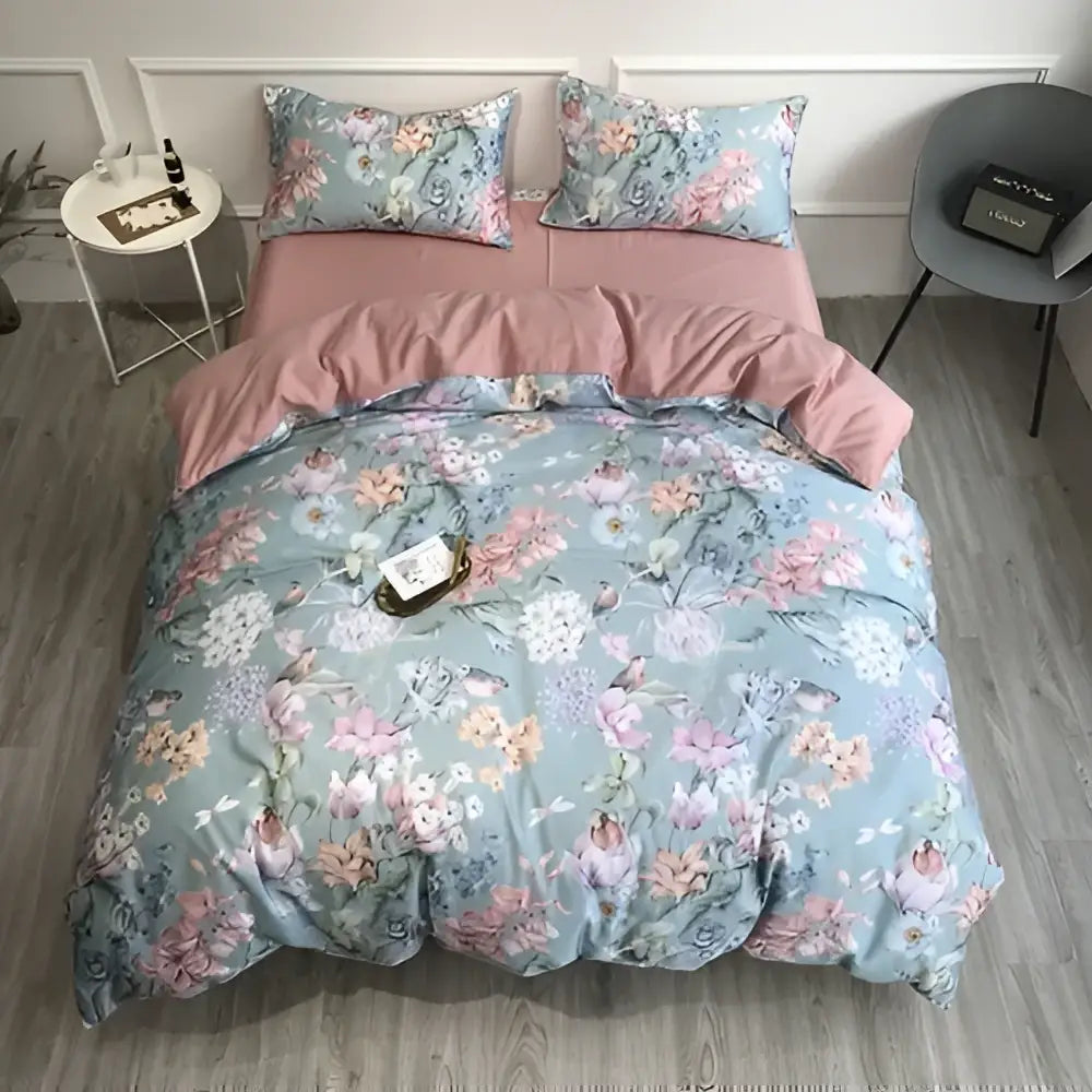 Navy blue feather egyptian cotton duvet cover set bedroom bedding