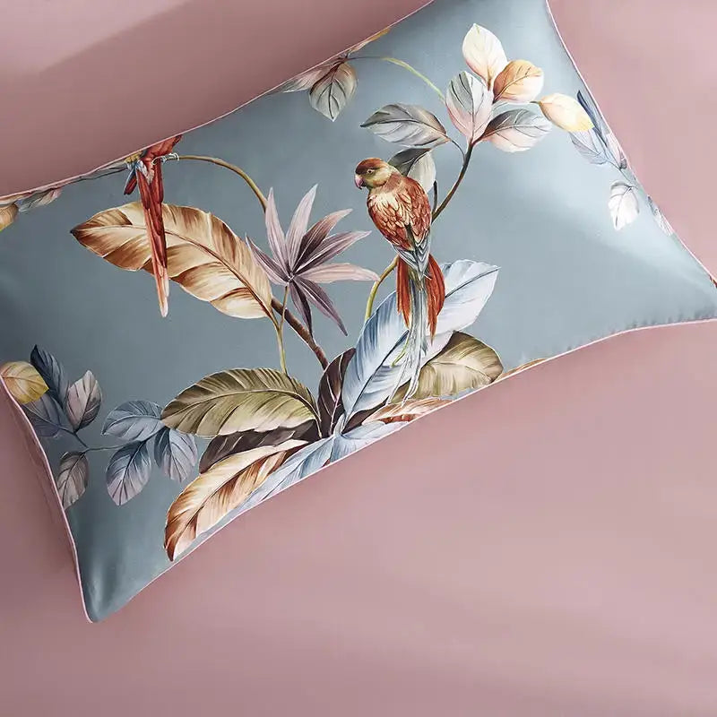 Tropical flamingo navy blue duvet cover bedroom bedding set