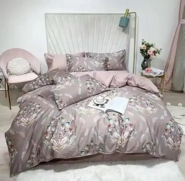 Navy blue feather egyptian cotton duvet cover set bedroom bedding