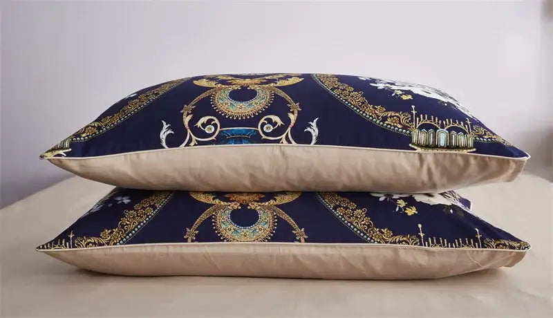 Navy blue feather egyptian cotton duvet cover set bedroom bedding