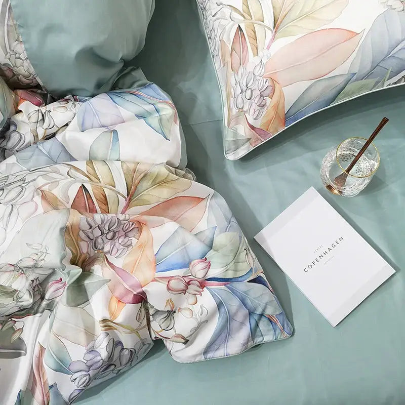 Luxury navy & gold egyptian cotton quilted bedding set bedroom