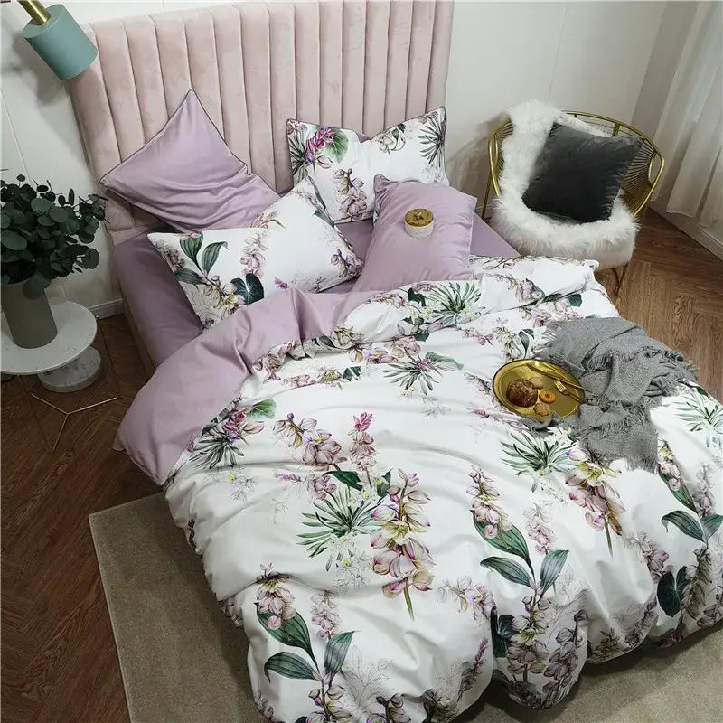 Navy blue feather egyptian cotton duvet cover set bedroom bedding