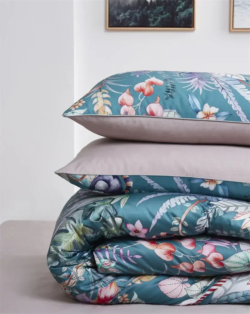 Navy blue feather egyptian cotton duvet cover set bedroom bedding