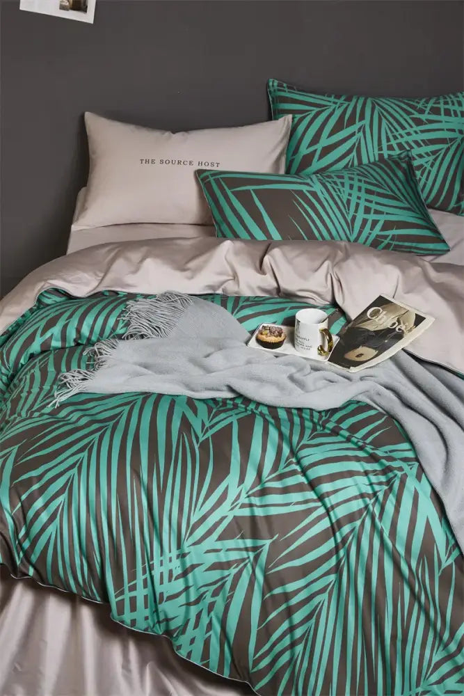 Navy blue feather egyptian cotton duvet cover set bedroom bedding