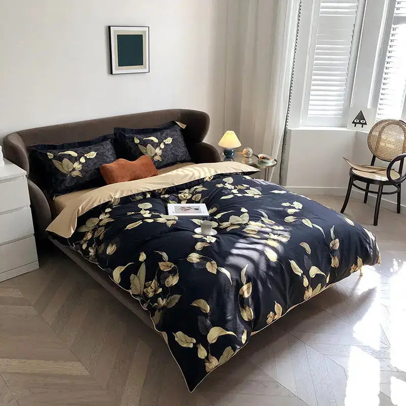 Luxury teal & brown egyptian cotton duvet cover bedroom bedding set