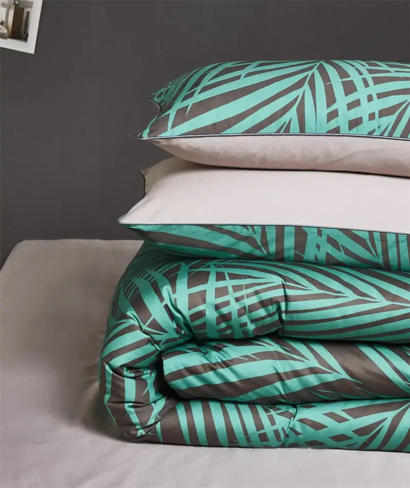 Navy blue feather egyptian cotton duvet cover set bedroom bedding