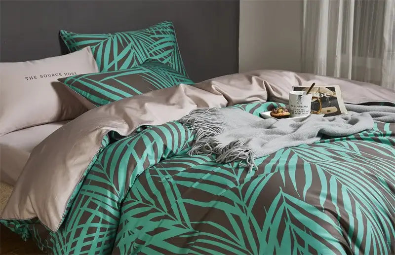 Navy blue feather egyptian cotton duvet cover set bedroom bedding
