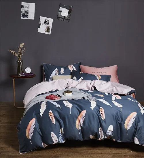 Luxury floral white egyptian cotton duvet cover bedroom set
