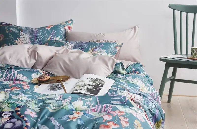 Navy blue feather egyptian cotton duvet cover set bedroom bedding