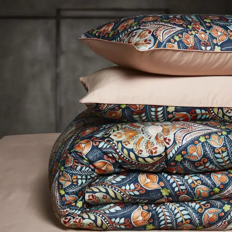 Navy blue feather egyptian cotton duvet cover set bedroom bedding