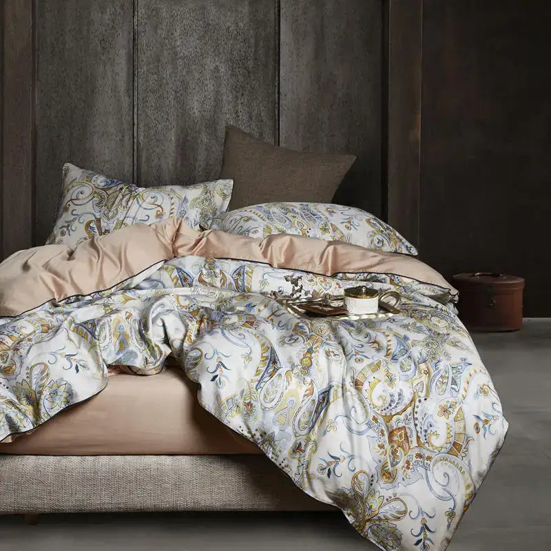 Navy blue feather egyptian cotton duvet cover set bedroom bedding