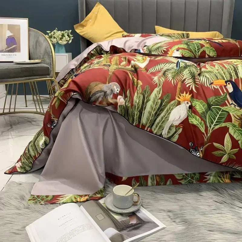 Luxury floral white egyptian cotton duvet cover bedroom set