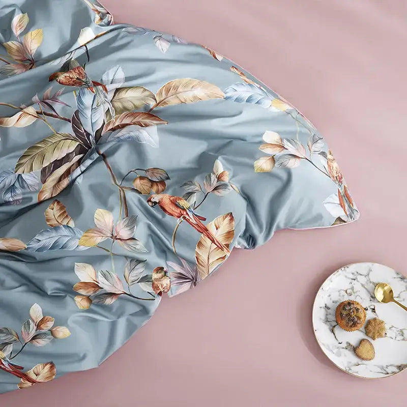 Luxury teal & brown egyptian cotton duvet cover bedroom bedding set