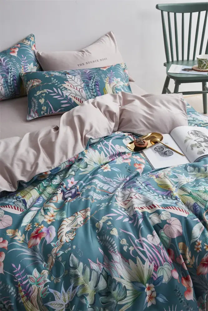 Navy blue feather egyptian cotton duvet cover set bedroom bedding