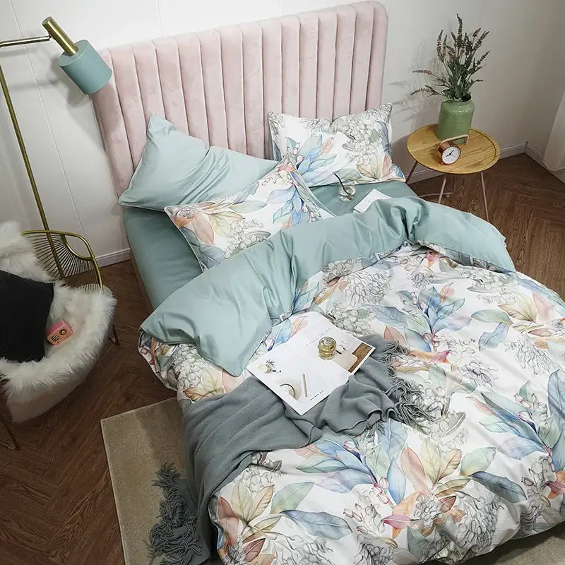 Navy blue feather egyptian cotton duvet cover set bedroom bedding