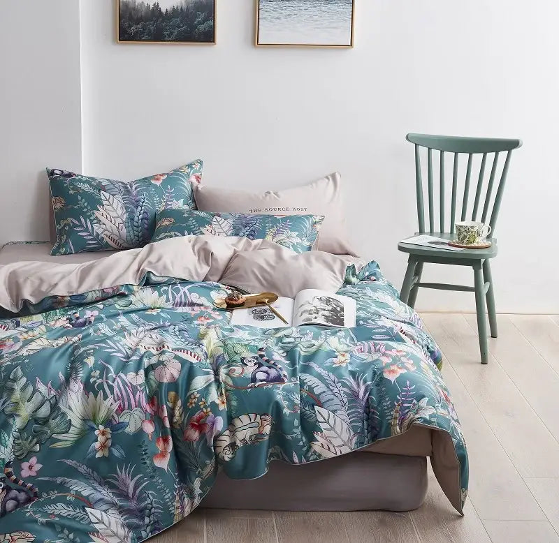 Navy blue feather egyptian cotton duvet cover set bedroom bedding